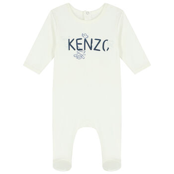 Baby Boys Ivory Logo Babygrow